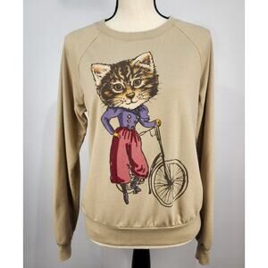 Forever 21 Victorian Kitty Crew Neck Sweatshirt M